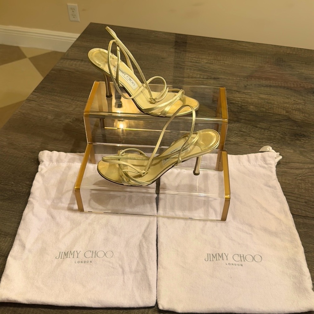 Jimmy Choo Gold Strappy Sandals